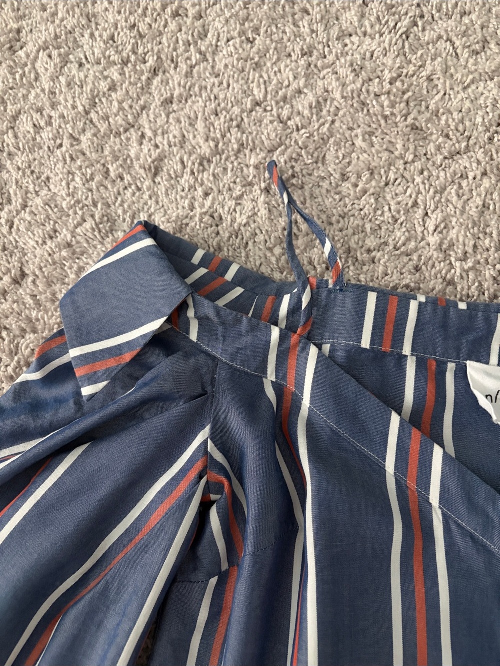 NICHOLAS Navy, White & Rust Striped Cold-Shoulder Top - Picture 6 of 13